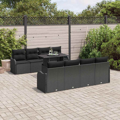 Set Divano da Giardino 9 pcs Nero Rattan in Polipropilene | homemem39
