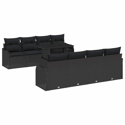 Set Divano da Giardino 9 pcs Nero Rattan in Polipropilene | homemem39