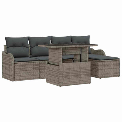 Set Divano da Giardino con cuscino 6 pcs Grigio Polyrattan | homemem39