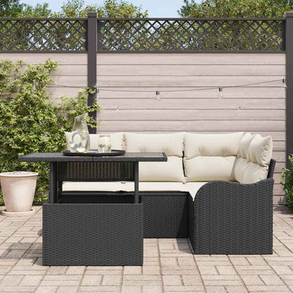 Set Divano da Giardino 5 pcs Nero Rattan in Polipropilene | homemem39