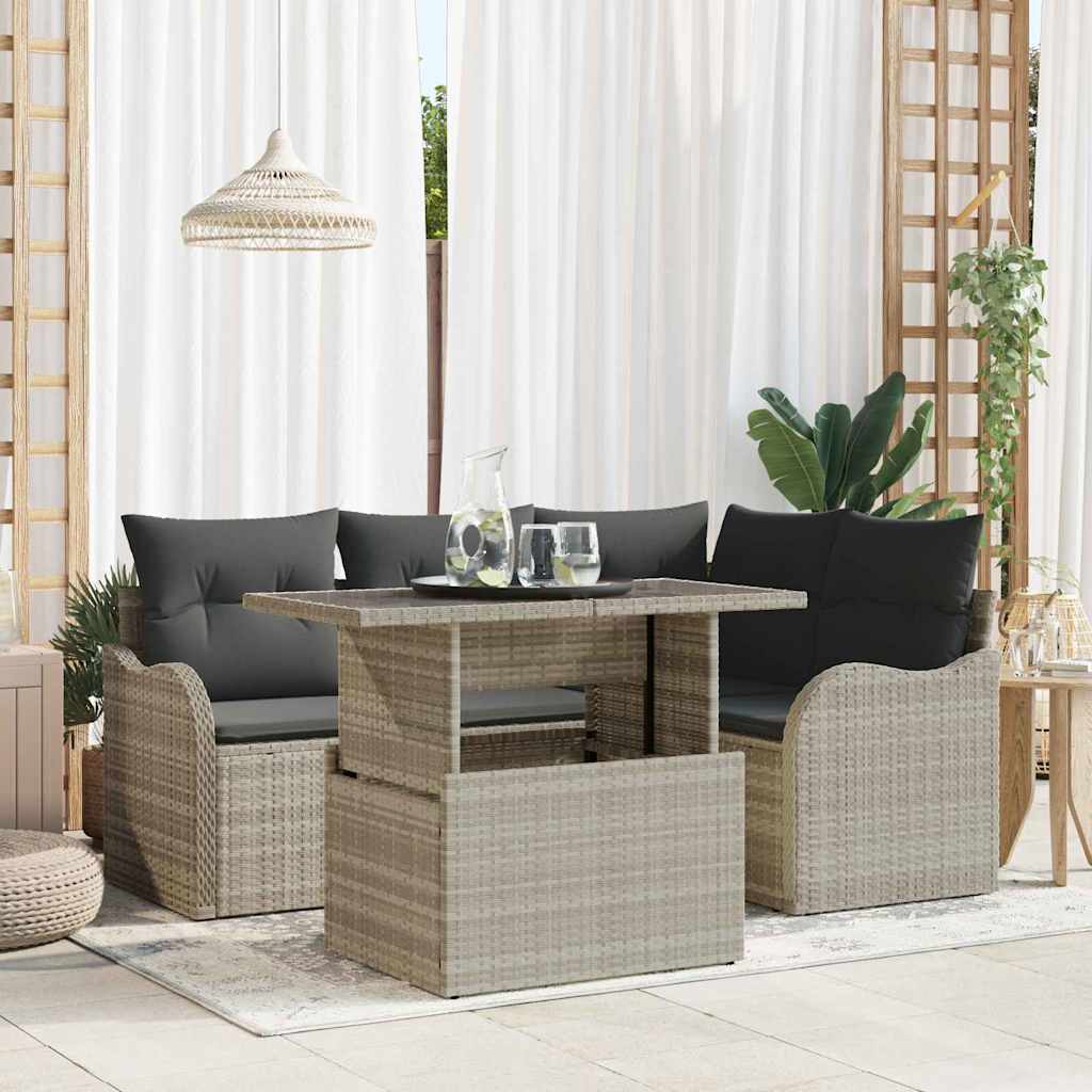 Set Divano da Giardino con cuscino 5 pcs Grigio chiaro | homemem39