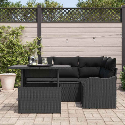 Set Divano da Giardino 5 pcs Nero Rattan in Polipropilene | homemem39