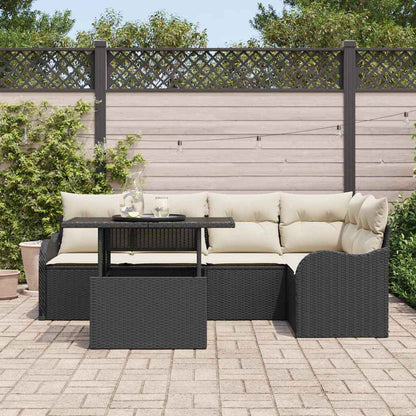 Set Divano da Giardino 6 pcs Nero Rattan in Polipropilene | homemem39