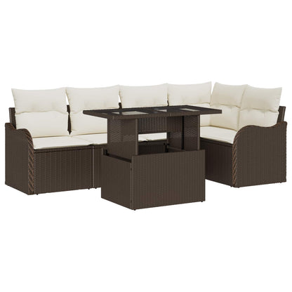 Set Divano da Giardino 6 pcs Marrone Rattan in Polipropilene | homemem39