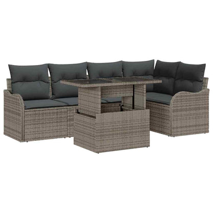Set Divano da Giardino 6 pcs Grigio Rattan in Polipropilene | homemem39
