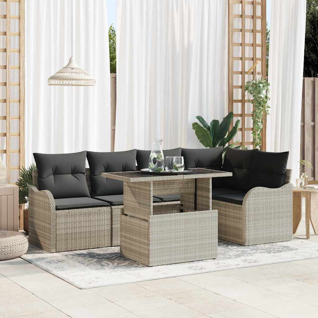 Set Divano da Giardino con cuscino 6 pcs Grigio chiaro | homemem39