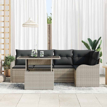 Set Divano da Giardino con cuscino 6 pcs Grigio chiaro | homemem39