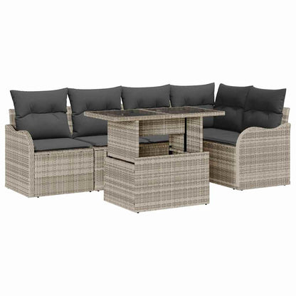 Set Divano da Giardino con cuscino 6 pcs Grigio chiaro | homemem39