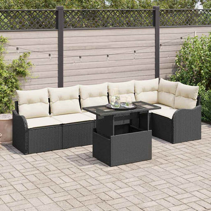 Set Divano da Giardino 7 pcs Nero Rattan in Polipropilene | homemem39