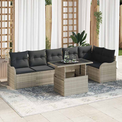 Set Divano da Giardino con cuscino 7 pcs Grigio chiaro | homemem39