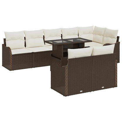 Set Divano da Giardino 9 pcs Marrone Rattan in Polipropilene | homemem39