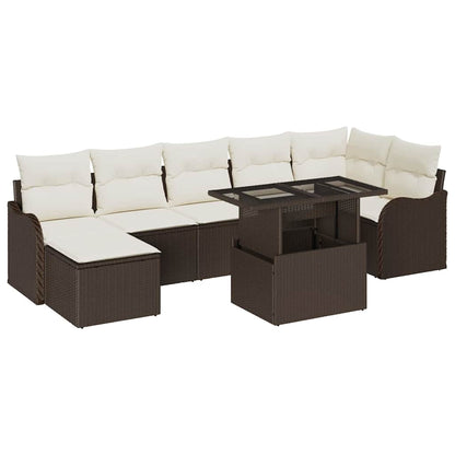 Set Divano da Giardino con cuscino 8 pcs Marrone Poly Rattan | homemem39