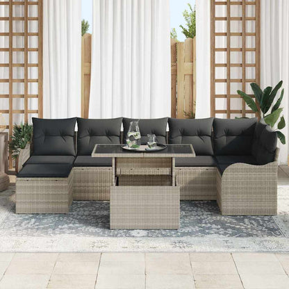 Set Divano da Giardino 8 pcs Grigio chiaro Poly Rattan