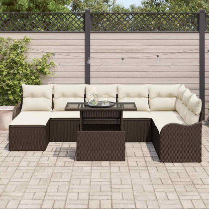 Set Divano da Giardino 9 pz Marrone