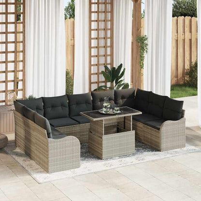Set Divano da Giardino con cuscino 10 pcs Grigio chiaro | homemem39