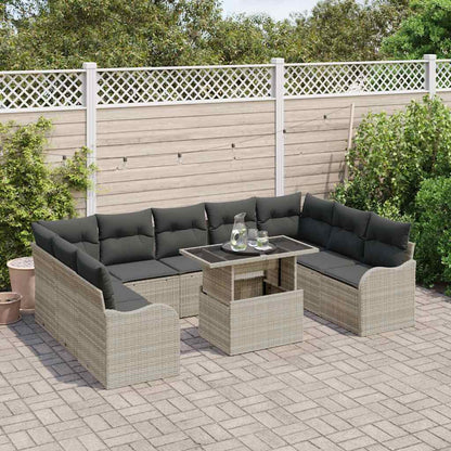 Set Divano da Giardino con cuscino 10 pcs Grigio chiaro | homemem39