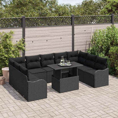 Set Divano da Giardino 10 pcs Nero Rattan in Polipropilene | homemem39