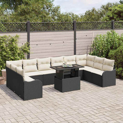 Set Divano da Giardino 11 pcs Nero Rattan in Polipropilene | homemem39
