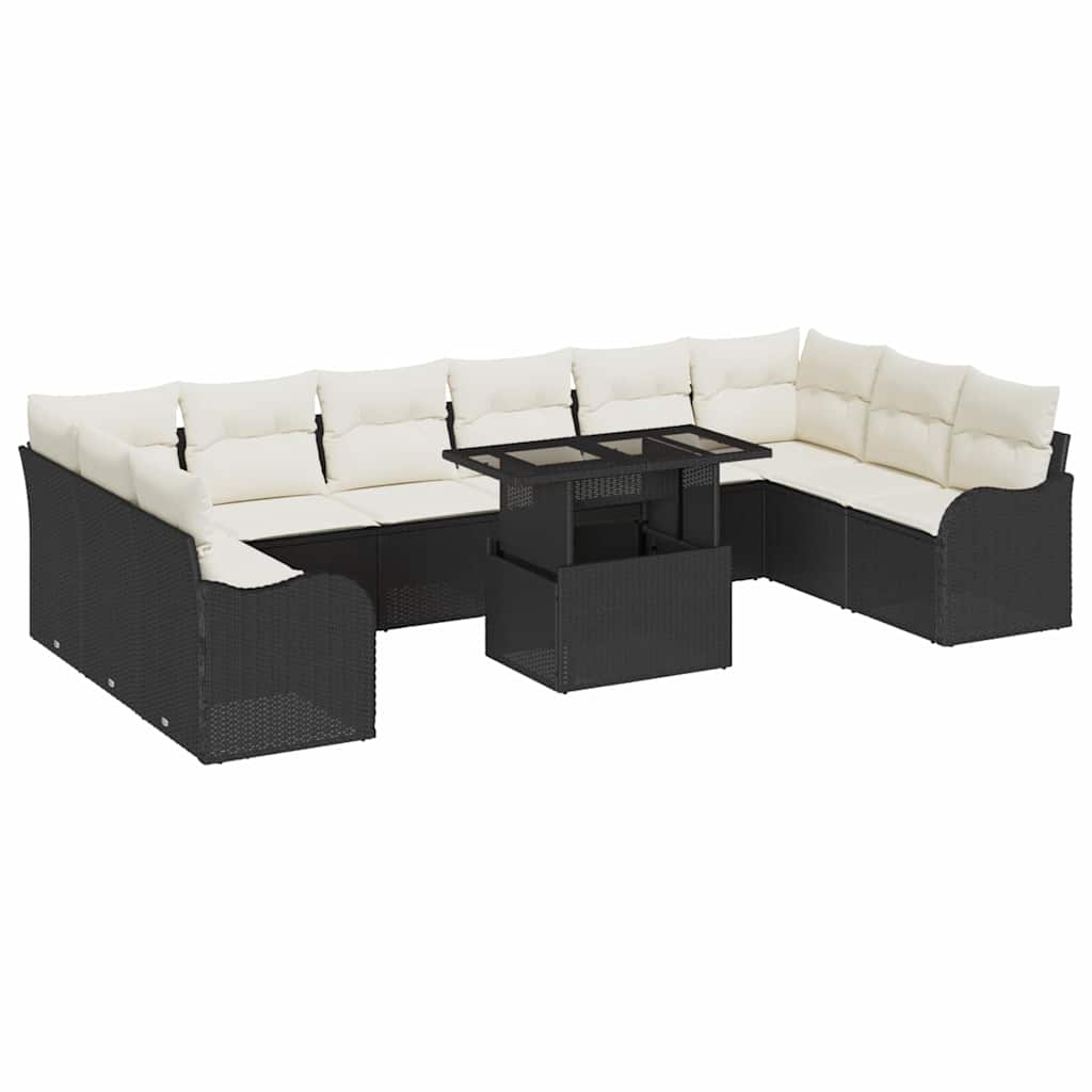 Set Divano da Giardino 11 pcs Nero Rattan in Polipropilene | homemem39
