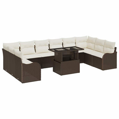 Set Divano da Giardino 11 pcs Marrone Rattan in Polipropilene | homemem39