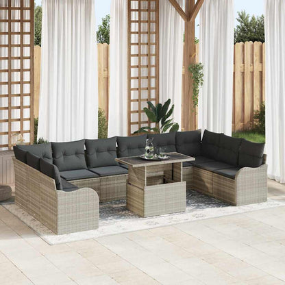 Set Divano da Giardino con cuscino 11 pcs Grigio chiaro | homemem39