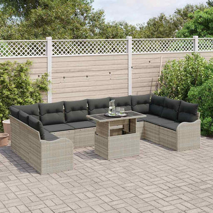 Set Divano da Giardino con cuscino 11 pcs Grigio chiaro | homemem39
