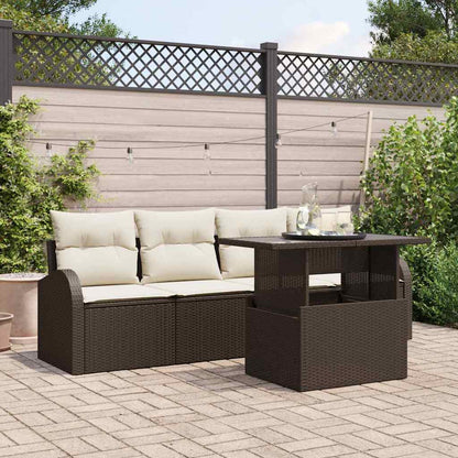 Set Divano da Giardino 5 pcs Marrone Rattan in Polipropilene | homemem39