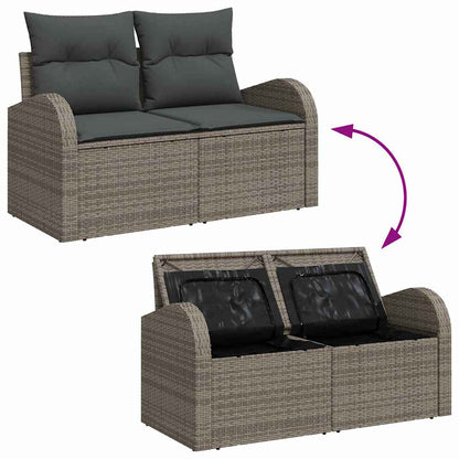 Set Divano da Giardino 5 pcs Grigio Rattan in Polipropilene | homemem39