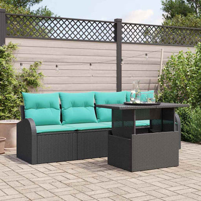 Set Divano da Giardino 5 pcs Nero Rattan in Polipropilene