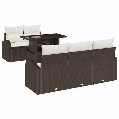 Set Divano da Giardino 6 pcs Marrone Rattan in Polipropilene | homemem39