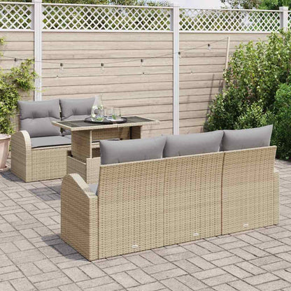 Set Divano da Giardino 6 pcs Beige Rattan in Polipropilene | homemem39