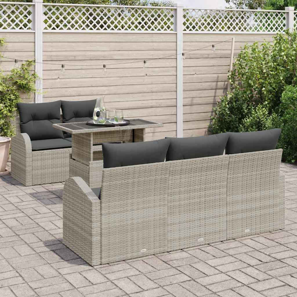 Set Divano da Giardino con cuscino 6 pcs Grigio chiaro | homemem39