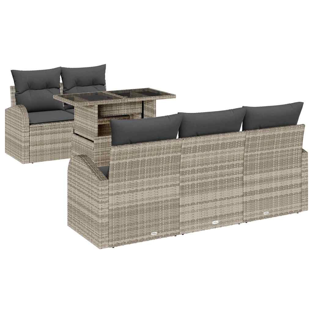 Set Divano da Giardino con cuscino 6 pcs Grigio chiaro | homemem39