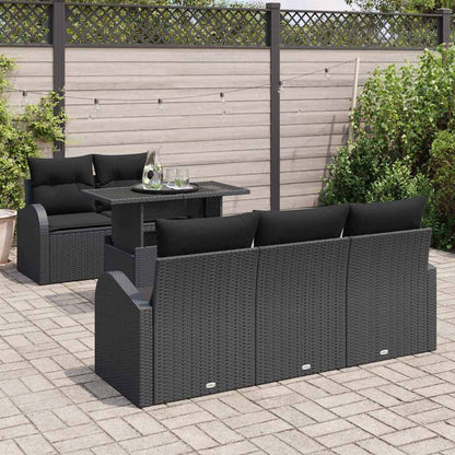 Set Divano da Giardino 6 pcs Nero Rattan in Polipropilene | homemem39
