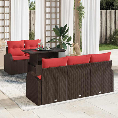 Set Divano da Giardino 6 pcs Marrone Rattan in Polipropilene | homemem39