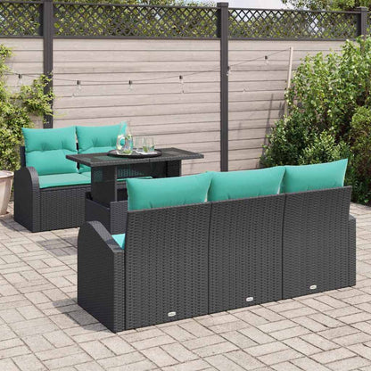 Set Divano da Giardino 6 pcs Nero Rattan in Polipropilene | homemem39