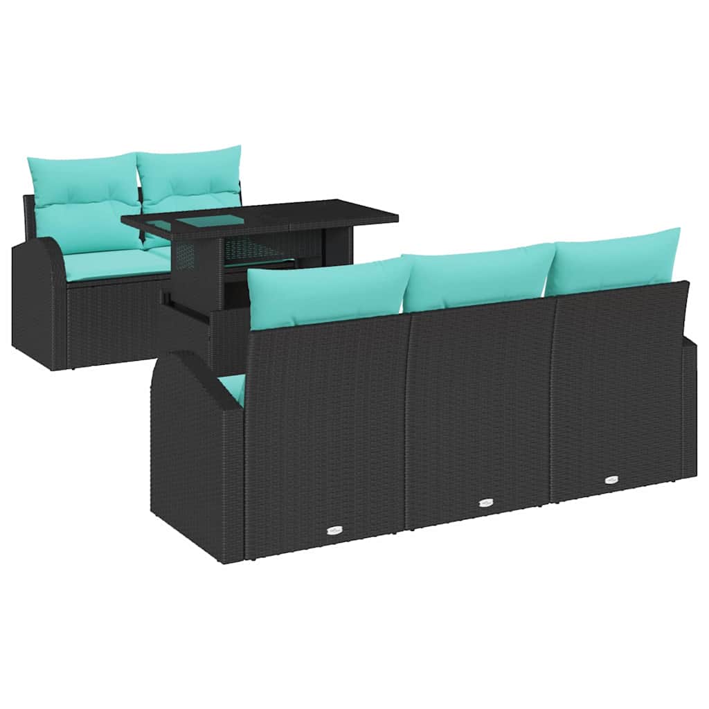 Set Divano da Giardino 6 pcs Nero Rattan in Polipropilene