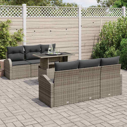 Set Divano da Giardino 7 pcs Grigio Rattan in Polipropilene | homemem39