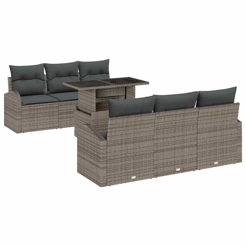 Set Divano da Giardino 7 pcs Grigio Rattan in Polipropilene | homemem39