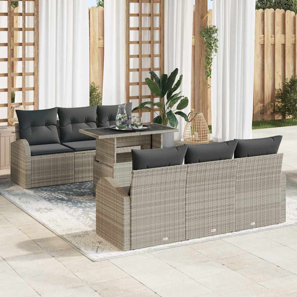 Set Divano da Giardino con cuscino 7 pcs Grigio chiaro | homemem39