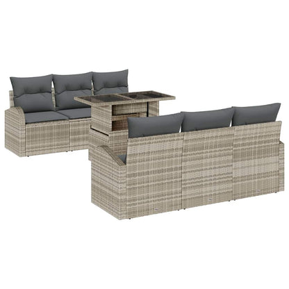 Set Divano da Giardino con cuscino 7 pcs Grigio chiaro | homemem39