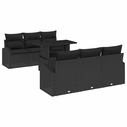Set Divano da Giardino 7 pcs Nero Rattan in Polipropilene | homemem39