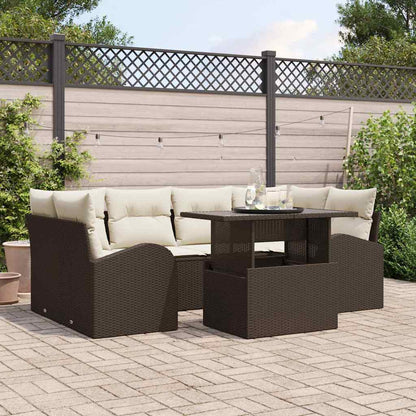 Set Divano da Giardino 7 pcs Marrone Rattan in Polipropilene