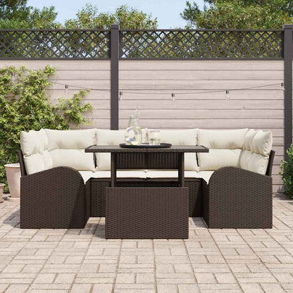 Set Divano da Giardino 7 pcs Marrone Rattan in Polipropilene