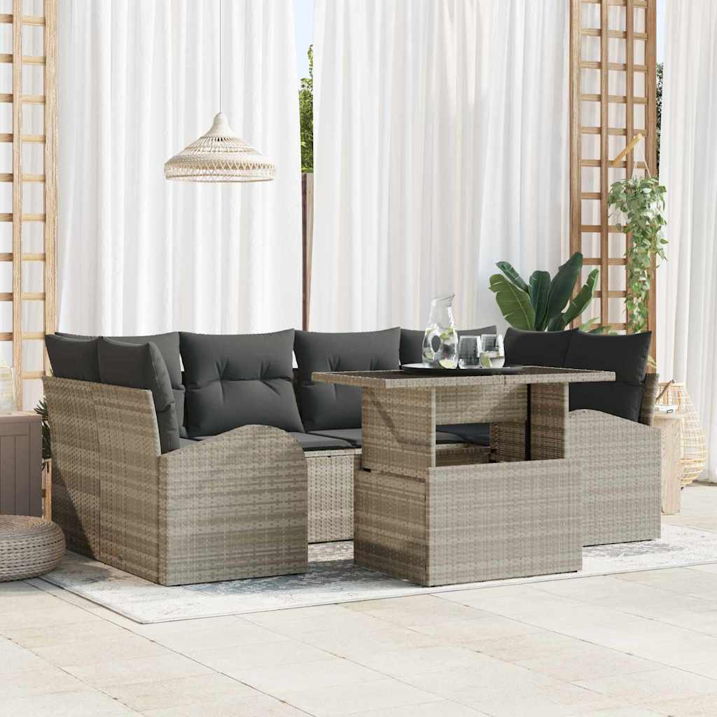 Set Divano da Giardino con cuscino 7 pcs Grigio chiaro | homemem39