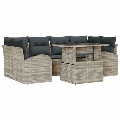Set Divano da Giardino con cuscino 7 pcs Grigio chiaro | homemem39