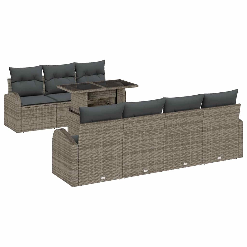 Set Divano da Giardino 8 pcs Grigio Rattan in Polipropilene | homemem39