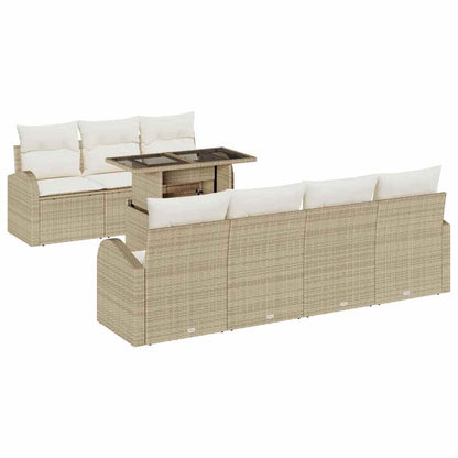 Set Divano da Giardino 8 pcs Beige Rattan in Polipropilene | homemem39
