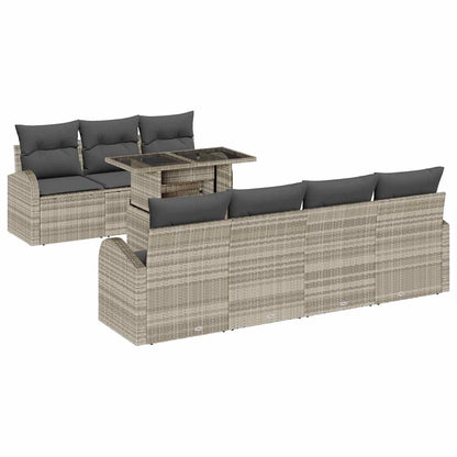 Set Divano da Giardino con cuscino 8 pcs Grigio chiaro | homemem39