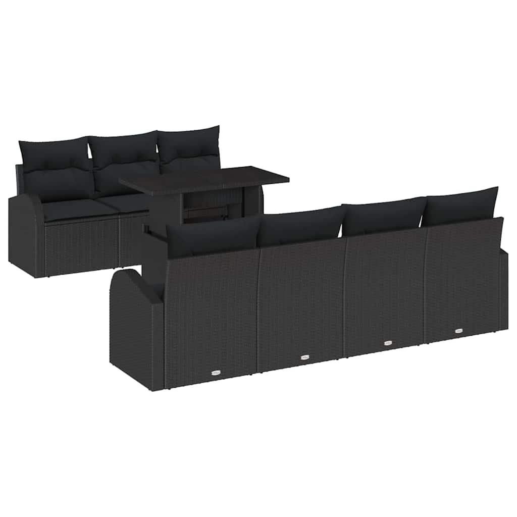 Set Divano da Giardino 8 pcs Nero Rattan in Polipropilene | homemem39